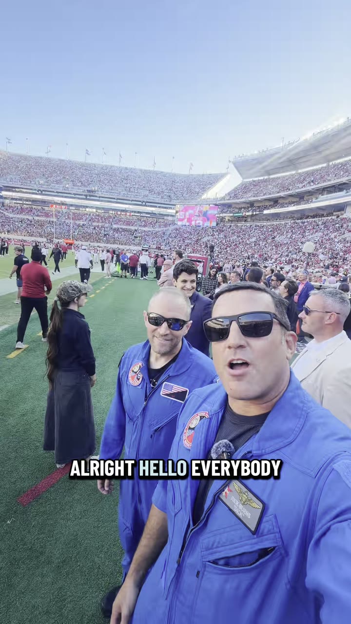 NASA over Alabama football game in air show clip