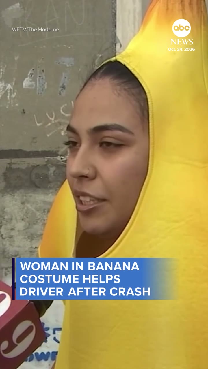 Woman in banana costume helps after crash into Orlando bar patio